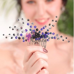 Accesoriu elegant pentru decor par AP012AA Argintiu cu cristale Albastru Indigo